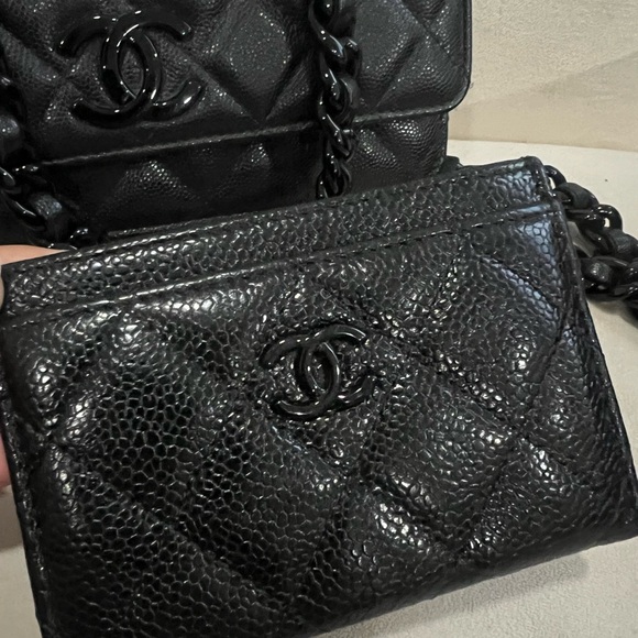 🔥Rare🔥Chanel So Black Cavair WOC & Matching cardholder - Picture 10 of 13